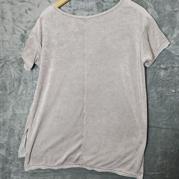 Green Tea Women's Top Med Beige Soft Velour short sleeve - Picture 8 of 11